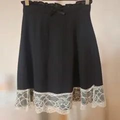 AnkRouge 黒のフレアスカート レース付き
