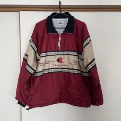 Champion 赤 ストライプ ナイロンジャケット L