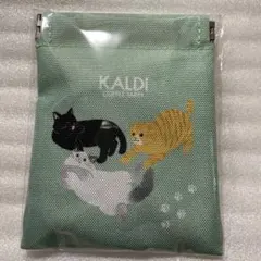 KALDI　カルディ　ぱっちんポーチ　猫　グリーンのサムネイル