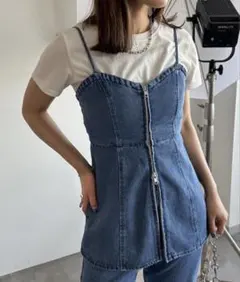 apresjourmignon デニムビスチェ フロントジップのサムネイル