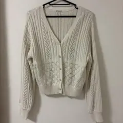 axes femme ニットカーディガン レース編み ベージュ トップス