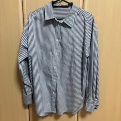 GU ストライプ シャツ 長袖 ブルー Mサイズ レディース
