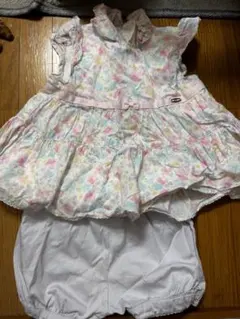 mezzo piano 水彩フラワー柄チュニック＆ブルマセット 80/90cm