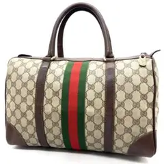 【美品】グッチ ミニボストンバッグ GG シェリーライン