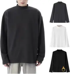 長袖tシャツ メンズ 3枚組 ハイネック インナーシャツ 裏起毛 厚手 防寒