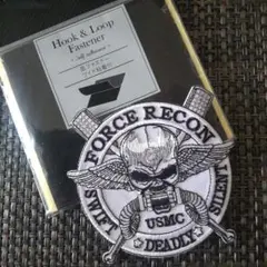 FORCE RECON パッチ USMC スカルデザイン　シール面ファスナー付き