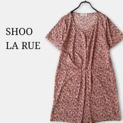 美品✨シューラルー総柄チュニックワンピースくすみピンク系レオパードドット柄　半袖のサムネイル