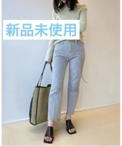 Mila Owen ミラオーウェン　裾段差脇スリット硫化染デニムパンツ