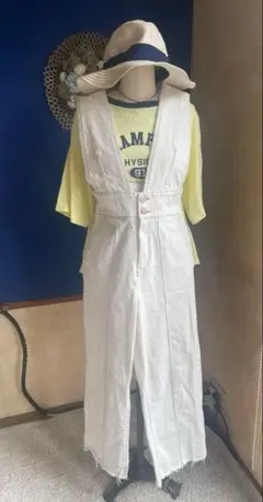 ZARAホワイトデニムサロペット