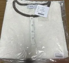 【forksy.】シアーワッフル 配色 へンリーネック 半袖 Tシャツのサムネイル