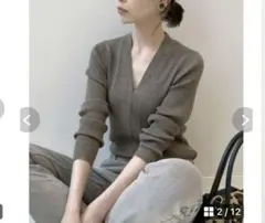 【美品】IENA イエナ 3x3 リブVネックプルオーバー ニット