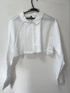 H&M ホワイト クロップドシャツ L
