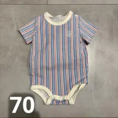 cottoli バースデイ　ストライプロンパース＆ボンネットセット 70cm