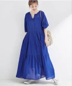 BC STOCK ワンピース　ウォッシャブル／ボイルティアードバルーン袖ワンピ