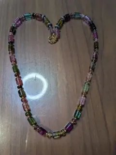 K18刻印トルマリン マルチカラービーズネックレス