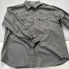 COLZA Mカーキグレー ミリタリー長袖シャツ