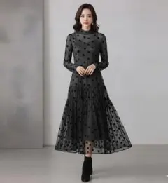 rienda ドットレースティアードワンピース 定価14300円