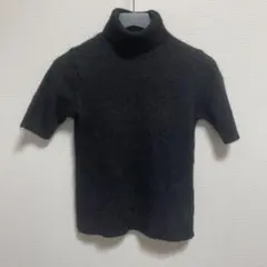 INDIVI タートルネック 半袖ニット ブラック 38サイズ