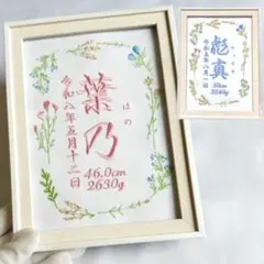 刺繍 命名書 命名額 命名紙 マタニティシール 月齢　カード マンスリー 名前のサムネイル