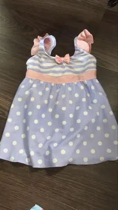 女の子 ワンピース水着 ボーダー ドット柄130