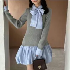 【NICE CLAUP】　リボン&バルーンドッキングワンピース