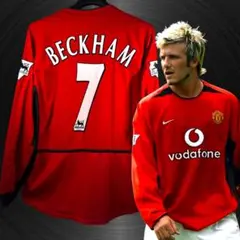 新品02-04マンチェスターユナイテッド  BECKHAM 7番ベッカム 長袖 マンチェスター・ユナイテッド ベッカム 7番 02-04 BECKHAM 長袖