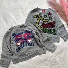 美品　BABYDOLL 110㎝　グレー トレーナー　ピンク　緑　黄色