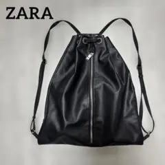【ジャンク品】ZARA ザラ リュック フェイクレザー バックパック ブラックのサムネイル