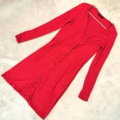 ✨訳あり✨ rienda Vネック ロングカーディガン 長袖 レッド サイズF