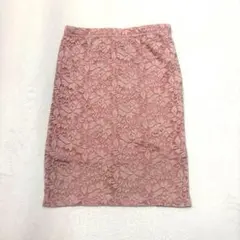 【シーイン】総レーススカート（M）ウエストゴム 膝丈 タイト 刺繍 フェミニン