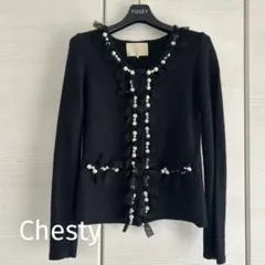 チェスティ　カーディガン　パール　リボン