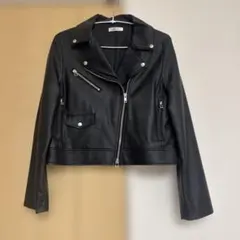 INGNI ライダースジャケット ブラック レザー 黒 イング シルバー M