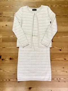 入学式　卒業式　フォーマル　セットアップ　ツイード風ニット