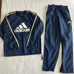 140cm アディダス　ピステ　上下セット　紺✖️黄色　トレーニングウエア　防寒
