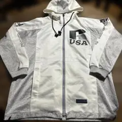 RUSSELL ラッセルZIP UPパーカージャージホワイト/グレーLサイズ