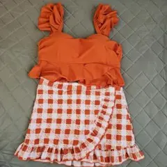 水着 ギンガムフリルキュロットビキニ