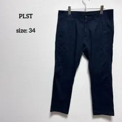 プラステ メンズ ビッグサイズ 34 チノパン テーパード ネイビー ストレッチ