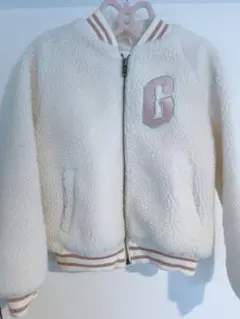GAPKIDSアウター　ボア　スタジャン　白×ラメピンク S 120
