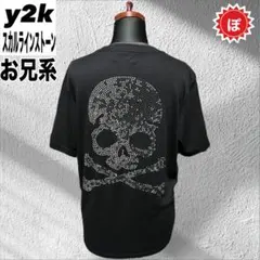 ✅y2k スカル ラインストーン Tシャツ お兄系 黒