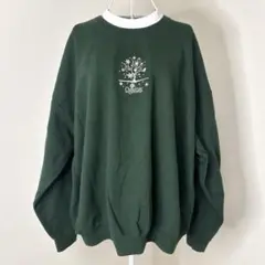 ❤️ ギルダン トレーナー レイヤードネック 2XL 緑 ビッグサイズ 刺繍 秋冬のサムネイル