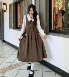 【ラス１】大きいサイズ レディース 秋冬 カーキ　ワンピース　新品 長袖　春