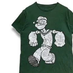 BLDH キャラ Tシャツ 古着 緑 ポパイ 海外 アニメ アメコミ レトロ