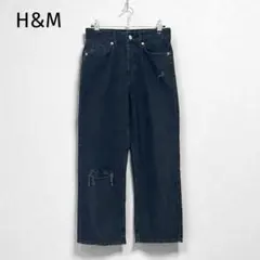 【H&M】ダメージ加工 デニムパンツ ジーパン ブラック EUR36のサムネイル