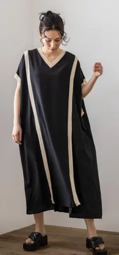 osmosis リブ切り替えニット ワンピース