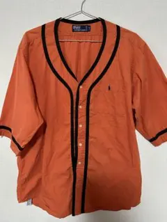 《希少》Ralph Lauren ポロ 半袖シャツ オレンジ 黒ライン メンズ