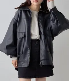 【CIAOPANIC TYPY】フェイクレザー2WAYスタンドブルゾン