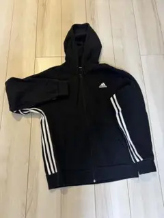adidas アディダス フルジップパーカー 3ライン ブラック メンズM