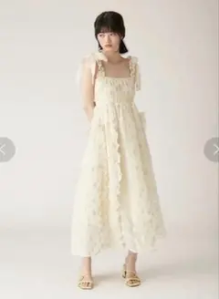 LILY BROWN(リリーブラウン) シアージャカードフリルリボンワンピース