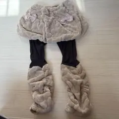 リボン付きフリースボトムス ベージュ　長ズボン　冬　秋　春　Cest geant