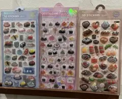 3種セット　かたいタイプのシール　お寿司　ラーメン　おにぎり　食べ物シリーズ